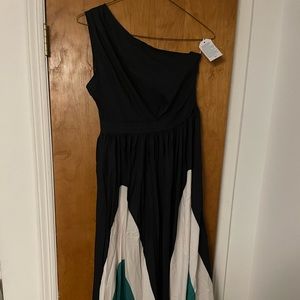 One shoulder fancy summer maxi dress